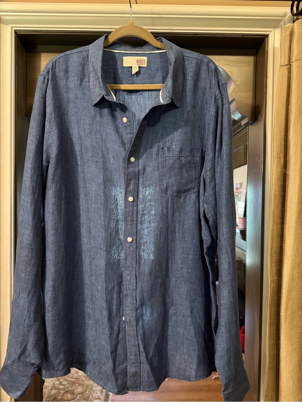 1901 Men’s Long-Sleeve Button-Down Shirt in Dark Blue